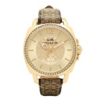 Coach Women’s 14502509 Boyfriend Signature Fabric Leather Gold Tone Glitz Watch