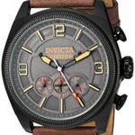 Invicta Men’s ‘Aviator’ Quartz Stainless Steel and Leather Casual Watch, Color:Brown (Model: 22988)