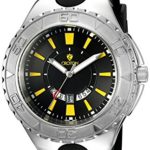 CROTON Men’s ‘SUPER’ Quartz Stainless Steel and Silicone Casual Watch, Color:Black (Model: CA301287BSYL)