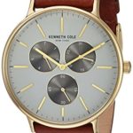 Kenneth Cole New York Men’s ‘Sport’ Quartz Stainless Steel and Leather Dress Watch, Color:Brown (Model: KC14946003)