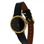 Le Chateau Women’s Round Black Leather Watch