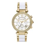 Michael Kors Women’s Goldtone Parker Watch with White Acetate