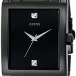 GUESS Men’s U12557G1 Classic Black IP Rectangular Diamond Accented Watch