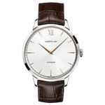 Montblanc Meisterstuck Heritage Automatic Silver Dial Brown Leather Mens Watch 110695