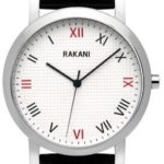 Rakani Running Behind 40mm Checkered Watch with Black Leather Band