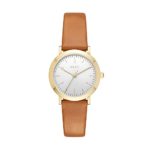 DKNY Women’s ‘Minetta’ Quartz Stainless Steel and Leather Casual Watch, Color:Brown (Model: NY2616)