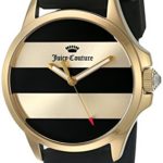 Juicy Couture Women’s ‘Jetsetter’ Quartz Gold-Tone and Silicone Quartz Watch, Color:Black (Model: 1901345)