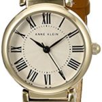 Anne Klein Women’s AK/2246CRHY Gold-Tone and Honey Leather Strap Watch