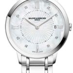 Baume & Mercier Classima Mother-of-Pearl Face Diamond 36MM Date Stainless Steel Womens Swiss Watch 10225
