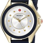 MICHELE Women’s MWW27A000013 Cape Gold-Tone Stainless Steel Watch with Navy Blue Band