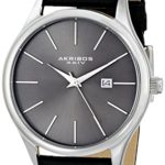Akribos XXIV Men’s AK618SS “Essential” Stainless Steel Watch with Black Leather Band