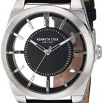 Kenneth Cole New York Men’s ‘Transparency’ Quartz Stainless Steel and Leather Dress Watch, Color:Black (Model: 10027837)