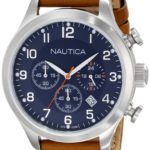 Nautica Men’s N14699G BFD 101 Chrono Classic Stainless Steel Watch with Brown Band