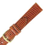 Hadley Roma MS716 18mm Long Mens Brown Stitched Lizard Grain Leather Watch Band