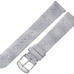 MICHELE Women’s ’18mm Straps’ Leather Watch Band, Color:Silver-Toned (Model: MS18AN660040)