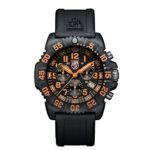 Luminox Men’s 3089 Navy Seal Colormark Chronograph 3080 Series Black Chronograph Rubber Band, Orange Accents Watch