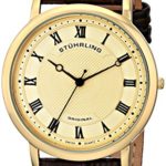 Stuhrling Original Men’s 645.05 Classique Ultra Slim Gold-Tone Watch with Brown Leather Band