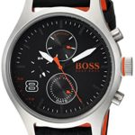 BOSS Orange Men’s ‘Amsterdam’ Quartz Stainless Steel and Leather Casual Watch, Color:Black (Model: 1550020)