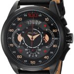 Adee Kaye Men’s ‘WHIRLLING COLLECTION’ Quartz Stainless Steel and Leather Sport Watch, Color:Orange (Model: AKC8900-MIP/LBK-OR)