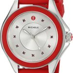 MICHELE Women’s ‘Cape’ Quartz Stainless Steel and Silicone Dress Watch, Color:Red (Model: MWW27A000017)
