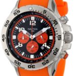 Nautica Men’s N14538G NST Stainless Steel Watch with Orange Resin Band