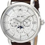 Adee Kaye Men’s AK2242-M/SV Successo Stainless Steel Automatic Watch with Brown Faux-Leather Band