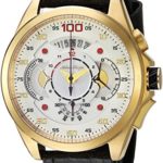 Adee Kaye Men’s ‘WHIRLLING COLLECTION’ Quartz Stainless Steel and Leather Sport Watch, Color:Black (Model: AKA8900-MG/LBK)