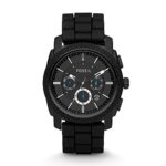 Fossil Men’s FS4487 Machine Chronograph Black Stainless Steel Watch with Silicone Band
