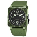 Bell & Ross Men’s BR-03-92-MILITARY CERAMIC Aviation Black Dial and Green Strap Watch Watch