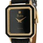 Pedre Women’s Vintage Tres Petite Gold-Tone/ Black Leather Strap Watch # 6987GX