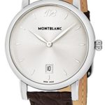 Montblanc Star Classique Date Stainless Steel Brown Leather Mens Watch 108770