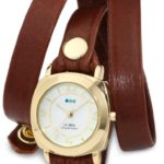 La Mer Collections Women’s LMODY005 “Odyssey” Gold-Tone Watch with Brown Leather Wrap-Around Band