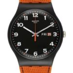 Swatch Faux Fox Black Dial Plastic Orange Silicone Quartz Men’s Watch SUOB709