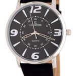 Le Chateau #318M_BLK Men’s Numerical Ultra Slim Leather Band Dress Watch