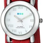 La Mer Collections Women’s Quartz Metal and Leather Casual Watch, Color:Red (Model: LMSATURN1507)
