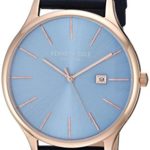 Kenneth Cole New York Men’s ‘Classic’ Quartz Stainless Steel and Leather Dress Watch, Color:Blue (Model: KC15096002)