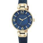 Anne Klein Women’s 10/9168BMDD Gold-Tone and Dark Blue Denim Strap Watch