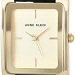 Anne Klein Women’s AK/2706CHBK Gold-Tone and Black Leather Strap Watch