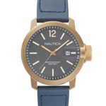 Nautica Men’s ‘SYDNEY’ Quartz Stainless Steel and Leather Casual Watch, Color:Blue (Model: NAPSYD004)