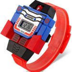 MASTOP Cute Kids Toy Transfer Robot Digital LED Detachable Boys Girls Toy Watches Red