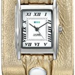 La Mer Collections Women’s LMMTW1001 Silver-Tone Watch with Metallic Gold-Tone Leather Wraparound Band