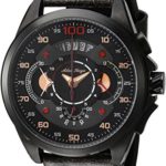 Adee Kaye Men’s ‘WHIRLLING COLLECTION’ Quartz Stainless Steel and Leather Sport Watch, Color:Black (Model: AKA8900-MIP/LBK)