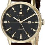 Tommy Hilfiger Men’s 1710329 Gold-Tone Watch with Brown Leather Strap