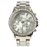 Watch – GENEVA luxury alloy Diamond Watch (Silver)