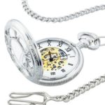 Kansas City Railroad Pocket Watch- Antique Style – in Silver Tone with Butterfly Hinge and 26″ Pocket Chain- Nostalgic Time-Piece inspired by Jesse James’ Train Robbery 1874 – comes with Certificate of Authenticity (As Seen ON TV)
