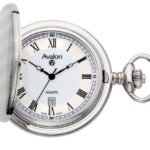 Avalon Silver Tone Covered Pocket Watch with 515 Swiss Parts Date Movement and Chain # 8660SX