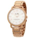 COACH Women’s Delancey 36mm Etched Bracelet Watch White Sunray/Rose Gold Watch