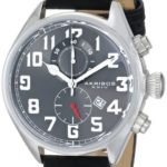 Akribos XXIV Men’s AK706SSB Essential Chronograph Grey Dial Stainless Steel Black Leather Strap Watch