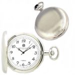 Charles-Hubert, Paris Mechanical Pocket Watch Polished Chrome Plated Exclusive Arabic Numeral Dial!