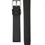 Locman Style 15mm Black Satin Watchband with Chisel Point Ends, S/S Buckle, and Leather Lining